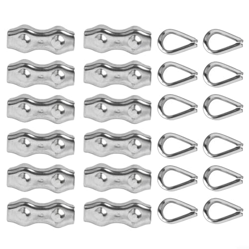 Robustes 12-teiliges Duplex-Klemmen- und Drahtseil-Fingerhut-Set für sichere Seile und Stahldrähte (M5) von EpheyFIF