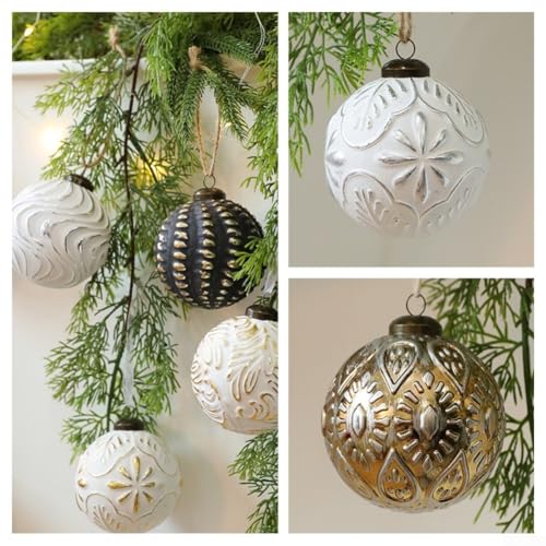Rustikale Weihnachtskugel im Vintage-Stil, für Weihnachtsbaumschmuck, Kunststoffkugel für Urlaubsdekorationen und leichter hängender Akzent (antikes Gold) von EpheyFIF