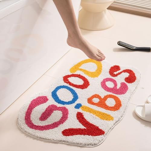 Rutschfester Badezimmerteppich aus weicher Mikrofaser, rutschfeste Unterseite aus TPR, um ein Verrutschen auf Badezimmerböden zu verhindern (1) von EpheyFIF