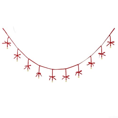 Samtschleife und Glockengirlande mit Spitze für dekorative Verwendung an Weihnachtsbäumen und Feiertagseinrichtungen (rot) von EpheyFIF