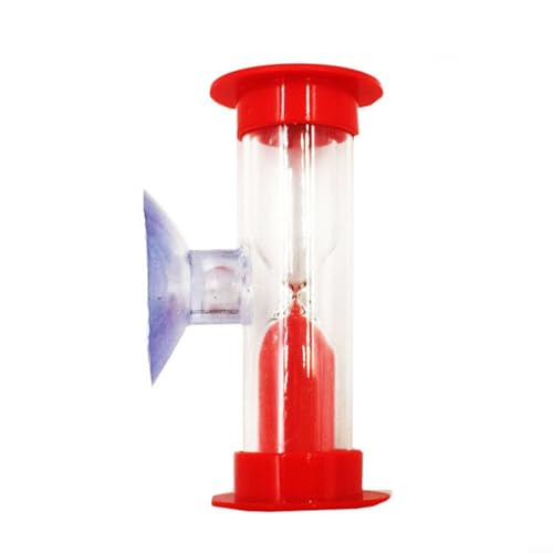 Sanduhr für Kinder, 2 Minuten Dusch-Timer, Mini-Glas-Sanduhr, Saugnapf-Zeitschaltuhr, Kochen, Drehgelenk, Mini-Sanduhr zum Zähneputzen von Kindern (rot) von EpheyFIF