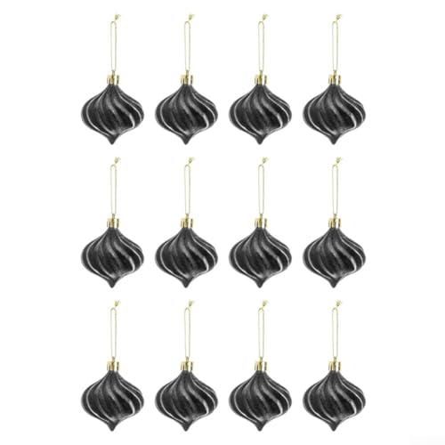 Set mit 12 Plüsch-Zwiebel-Weihnachtsschmuck, entworfen, um Baum und Zuhause zu verschönern (grau) von EpheyFIF