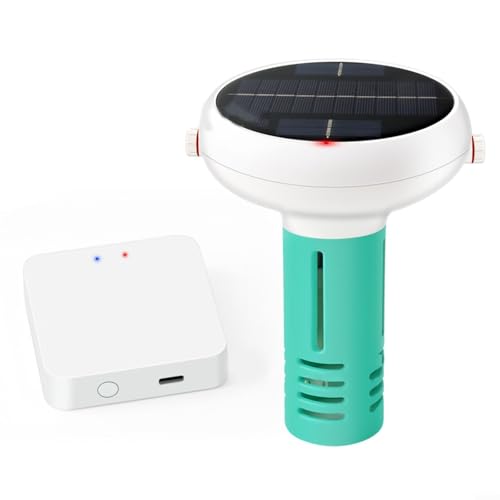 Smart Wireless WiFi Solar Pool Wassertester – 7-Parameter Überwachung (pH/ORP/Salzgehalt/Temperatur) – Echtzeit-Warnungen & mobile App-Tracking – 210 x 165 mm weiß/hellgrünes Design von EpheyFIF