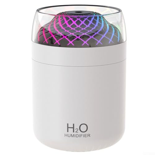 Sprüh-Luftbefeuchter, 500 ml, USB-Luftbefeuchter mit Nachtlicht und Timer für Schlafzimmer, tragbarer USB-Luftbefeuchter, kühler Nebel, Aromatherapie-Diffusor für Büro (weiß) von EpheyFIF
