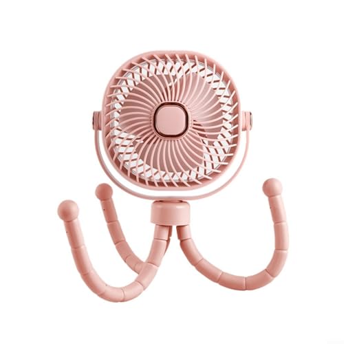 Tragbarer Kinderwagen-Ventilator mit 8000 mAh Akku, 360° drehbarer Kopf und 4 Geschwindigkeiten, 12–27 Stunden Laufzeit, babysicheres Design (< 5 mm Abstand) + LED-Nachtlicht, Clip für Kinderbetten von EpheyFIF