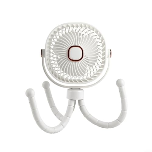Tragbarer Kinderwagen-Ventilator mit 8000 mAh Akku, 360° drehbarer Kopf und 4 Geschwindigkeiten, 12–27 Stunden Laufzeit, babysicheres Design (< 5 mm Abstand) + LED-Nachtlicht, Clip für Kinderbetten von EpheyFIF
