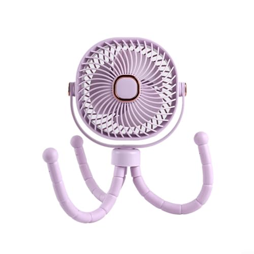 Tragbarer Kinderwagen-Ventilator mit 8000 mAh Akku, 360° drehbarer Kopf und 4 Geschwindigkeiten, 12–27 Stunden Laufzeit, babysicheres Design (< 5 mm Lücke) + LED-Nachtlicht, Clip für Kinderbetten von EpheyFIF