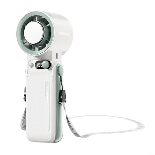 Tragbarer Mini-Ventilator, mit 199 Geschwindigkeitseinstellungen, 10.000 mAh Akku, USB-wiederaufladbar, Handventilator mit LED-Display, faltbares Design für Büro, Reisen, Camping (weiß) von EpheyFIF