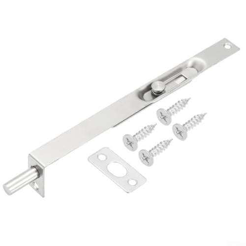 Verdeckter bündiger Riegel aus Edelstahl für Schiebetüren mit starker Haltekraft, Flachkopf-Design und automatischem Federverriegelungsmechanismus (20,3 cm) von EpheyFIF