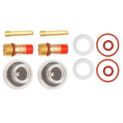 WIG Schweißbrenner Gaslinse Spannzange Glas Cup Kit, 12-teiliges Hochtemperaturbeständiges Argon Schweißzubehör Kompatibel mit WP-17 WP-18 WP-26 WIG Schweißbrenner Gaslinse Spannzange Glas Cup Kit, 12-teiliges Hochtemperaturbeständiges Argon Schweißzubehör Kompatibel mit WP-17 WP-18 WP-26 von EpheyFIF