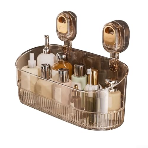 Wasserdichtes Badezimmer-Regal mit Saugnapf, perfekt für die Organisation kleiner Gegenstände in Schlafsäle oder während der Reise (braun) von EpheyFIF