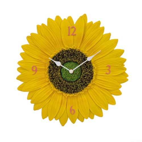 Wetterbeständige 30,5 cm große Sonnenblumen-Wanduhr aus Kunstharz mit wasserdichter Abdeckung, für Terrasse, Garten oder Innenwanddekoration von EpheyFIF
