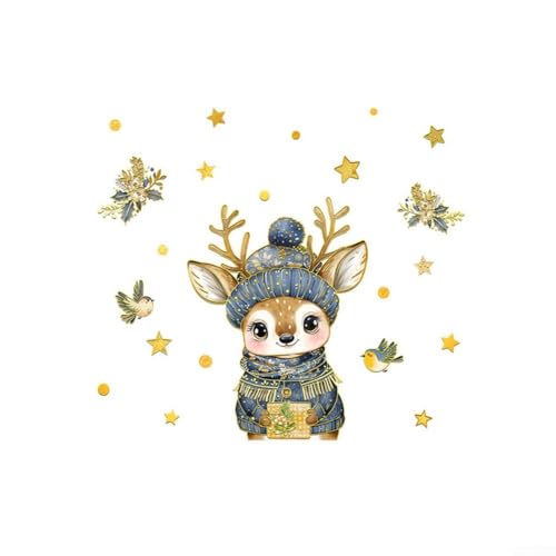 Wiederverwendbarer Weihnachts-Fensteraufkleber, Cartoon-Elch, Heißpräge-Design für Urlaubsdekoration auf Glas und Geräten, sicheres und geruchloses Material von EpheyFIF