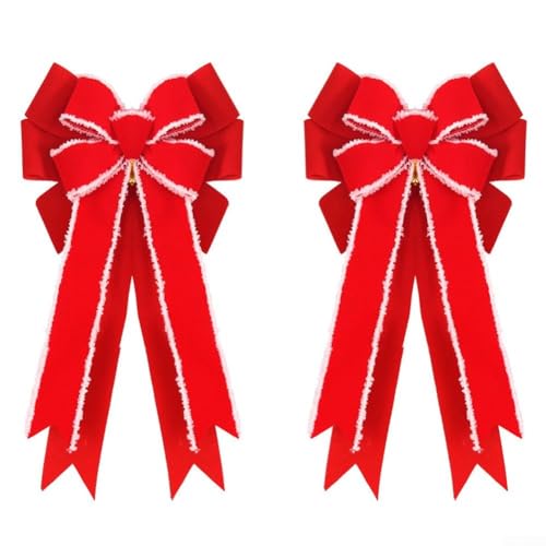 Zweiteiliges Weihnachtsschleifendekorationsset aus Stoff, für Innen- und Außenplatzierung an Kränzen, Fenstern, Türen, Treppen, festlichen Veranstaltungen (B) von EpheyFIF