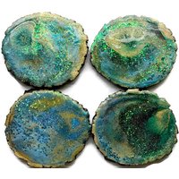 4 Stück Blau & Türkis Untersetzer Handgefertigten Holz-Epoxy-Untersetzer/Einzigartiges Geschenk von Ephifany