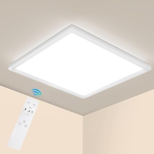 Epicflare Deckenlampe LED Dimmbar, LED Deckenleuchte Panel 42x42cm mit Fernbedienung, 22W Küchenlampe 2700K-6500K Deckenleuchten Badezimmer Lampe Warmweiß Kaltweiß für Büro Werkstatt Wohnzimmer von Epicflare