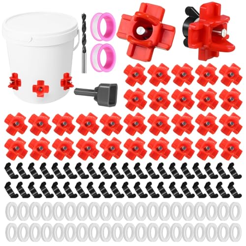 Horizontale Hühner-Bewässerungsnippel, automatische Geflügel-Trinkdüsen mit Bohrer und Dichtungsringen, auslaufsicheres Hühner-Wasserspender-Set für Eimer, PVC-Rohr, Fassgebrauch, 40 Stück Horizontale Hühner-Bewässerungsnippel, automatische Geflügel-Trinkdüsen mit Bohrer und Dichtungsringen, auslaufsicheres Hühner-Wasserspender-Set für Eimer, PVC-Rohr, Fassgebrauch, 40 Stück von Epicover