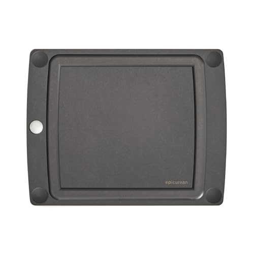 Epicurean All-in-One-Schneidebrett mit rutschfesten Füßen und Saftrille, 29,2 x 22,9 cm, Schiefer/Schwarz von Epicurean