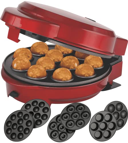 Epiq 3-in-1 Cake Maker Donut-, Muffin-,Cup- und Popcake-Maker 3 auswechselbare Backplatten, Rot Metallic,700 Watt,antihaftbeschichtet, 80000732 von Epiq