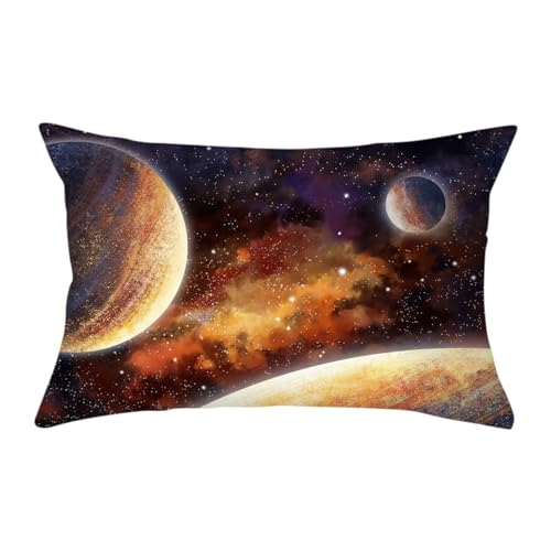 Epinki 30x50cm Kissenbezüge, Kissenhüllen 4Pcs Set mit Universum Planet Muster Motiv Bequem Polyester für Zuhause Wohnzimmer Schlafzimmer Büro Dekor, Polyester-Set 4pcs, Braun von Epinki