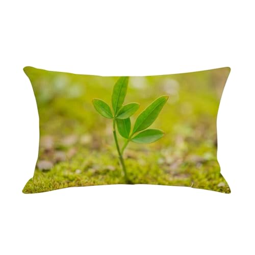 Epinki 30x50cm Zierkissenhülle, Weiche Zierkissenbezüge 1 Pcs mit Grün Blätter Muster Motiv Bequem Leinen für Sofa Schlafzimmer, Leinen, Grün von Epinki