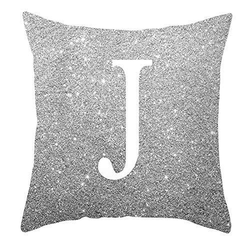 Epinki 45x45cm Kissenbezüge, Zierkissenbezüge in Polyester mit Buchstabe J Muster, Weich Bequem für Autos Wohnzimmer Schlafzimmer Büro Sofa Terrasse Dekoration - Weiß Grau, Stil 11 von Epinki