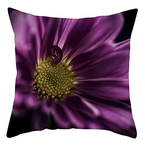 Epinki 45x45cm Kissenbezüge, Zierkissenbezüge in Polyester mit Chrysantheme, Weich, Quadratische Kissenhülle für Sofa Schlafzimmer Büro Auto Wohnzimmer Dekoration - Lila, Stil 4 von Epinki