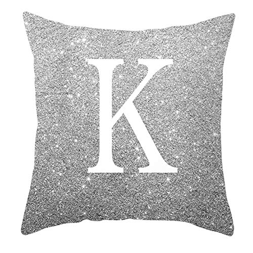 Epinki 45x45cm Zierkissenhülle, Kissenhüllen in Polyester mit Buchstabe K Muster, Weich Bequem für Sofa Schlafzimmer Wohnzimmer Terrasse Aoto Dekoration - Weiß Grau, Stil 12 von Epinki