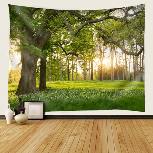 Epinki Baum des Lebens Wandteppich, Wandbehang Wandtuch Park Waldland, Wandteppich Psychedelic Wald Wanddeko für Schlafzimmer Wohnzimmer Wohnheim, Grün, 240x220CM von Epinki