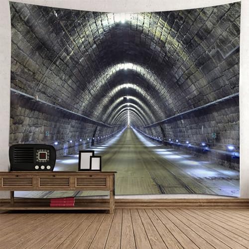 Epinki Tapisserie 260x240cm, Landschaft Natur Wandteppich Tunnel Wandtuch Grau Braun aus Polyester, Hausdekor für Tischdecke Wohnzimmer Schlafzimmer Decor von Epinki