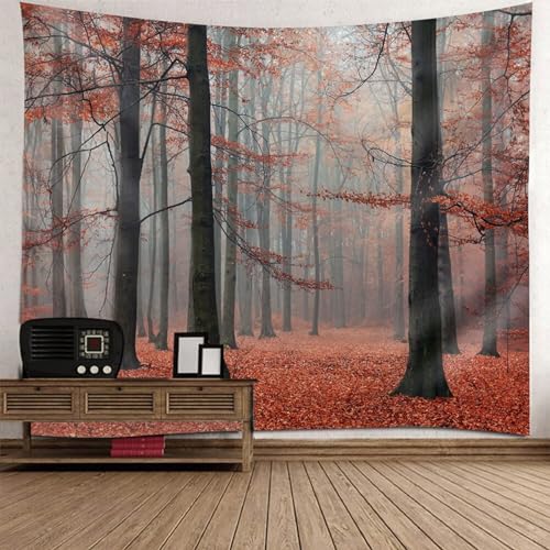 Epinki Tapisserie Baum, Natur Landschaft Wandteppich Wandtuch Orange aus Polyester, Tuch für Tischdecke Wohnzimmer Schlafzimmer Decor, 150x130cm von Epinki