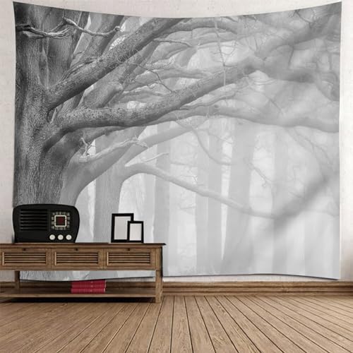 Epinki Tapisserie Wandbehang 260x240cm, Landschaft Natur Wandteppich Totholz Wandtuch Grau aus Polyester, Tapestry für Tischdecke Wohnzimmer Schlafzimmer Decor von Epinki