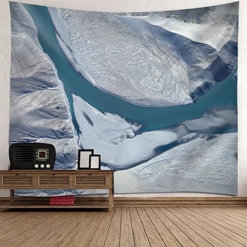 Epinki Tapisserie Wandbehang Gletscher, Natur Landschaft Wandteppich Wandteppiche Silber aus Polyester, Wandtücher für Tischdecke Wohnzimmer Schlafzimmer Decor, 200x200cm von Epinki