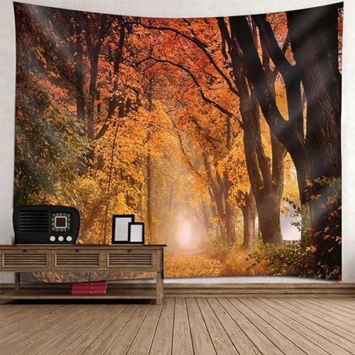 Epinki Wandbehang 260x240cm, Natur Landschaft Wandteppich Herbst Baum Wandteppiche Gelb Orange aus Polyester, Accessoires für Tischdecke Wohnzimmer Schlafzimmer Decor von Epinki