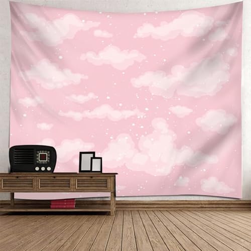 Epinki Wandbehang Himmel Wolke, Landschaft Natur Wandteppich Wandteppiche Rose aus Polyester, Tuch für Schlafzimmer, 200x200cm von Epinki