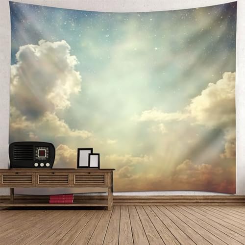 Epinki Wandteppiche Grau Weiß, Landschaft Natur Wandteppich Wolkenschichten Tapisserie Wandbehang aus Polyester, Tapestry für Schlafzimmer, 150x150cm von Epinki