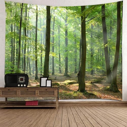 Epinki Wandteppiche Grün Braun, Natur Landschaft Wandteppich Baum Wandbehang aus Polyester, Wandbehänge für Zimmer Wohnheim Schlafazimmer, 240x220cm von Epinki