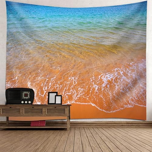 Epinki Wandteppiche Grün Orange, Natur Landschaft Wandteppich Strand Meer Wandtuch aus Polyester, Hausdekor für Tischdecke Wohnzimmer Schlafzimmer Decor, 240x220cm von Epinki