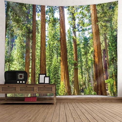 Epinki Wandtuch Baum Blatt, Natur Landschaft Wandteppich Tapisserie Braun Grün aus Polyester, Tapestry für Wohnzimmer, Wohndekor, 300x256cm von Epinki