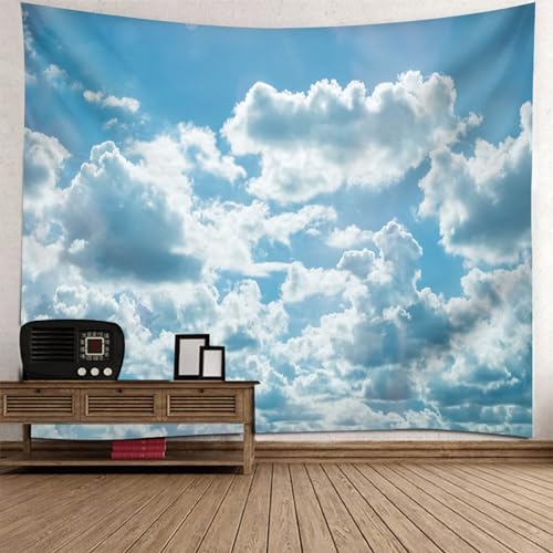 Epinki Wandtuch Grau Blau, Natur Landschaft Wandteppich Himmel Wolke Tapisserie Wandbehang aus Polyester, Tuch für Schlafzimmer Wohnzimmer Kinderzimmer, 240x220cm von Epinki
