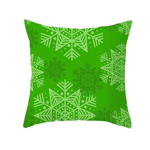 Epinki Weihnachten Kissenbezüge 45x45cm, Grün Schneeflocke Motiv Dekokissen Polyester Weich Bequem, Quadratische Kissenhülle für Sofa Schlafzimmer Büro, Grün von Epinki