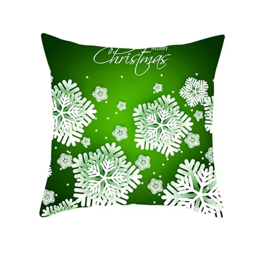 Epinki Weihnachten Kissenbezug 45x45cm, Grün Schneeflocke Motiv Kissenhüllen Polyester Weich Bequem, Quadratische Kissenhülle für Autos Wohnzimmer Schlafzimmer Büro Dekor, Grün von Epinki