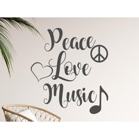 Frieden Liebe Musik - Aufkleber Wand Teenager Raum Jugendzimmer Wandaufkleber Vinyl von EpiphanyDecals