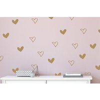 Herz Wand Aufkleber - Handgezeichnete Vinyl Aufkleber Kinderzimmer - Tapete - Goldene Herzen Herz Wand Aufkleber - Handgezeichnete Vinyl Aufkleber Kinderzimmer - Tapete - Goldene Herzen von EpiphanyDecals