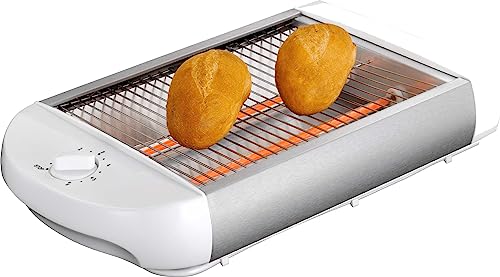 EPIQ 80001212 Flachtoaster, Tisch-Röster, Edelstahl-Design, Sandwiches, Baguette, 600 Watt Leistung, Rücklauf-Timer, Krümelschublade, weiß und silber von Epiq