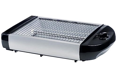 EPIQ 80001213 Flach-Toaster, Tisch-Röster, Edelstahl-Design, Sandwiches, Baguette, 600 Watt Leistung, Rücklauf-Timer, Krümelschublade, schwarz-silber von Epiq