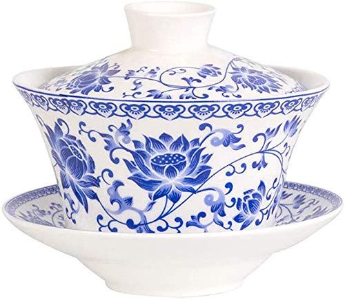 Eplze YBK Tech Teetasse und Untertasse aus Porzellan, groß, Gaiwan, Kung-Fu-Teetasse und Untertasse mit Deckel, traditionelles chinesisches Gaiwan, Sancai Teeschale (2#) von Eplze