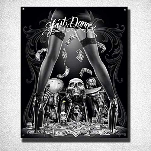 EpochSign Day of the Dead Rockabilly Skull Last Dance Vintage Metall-Blechschilder Metall-Blechschild 20,3 x 30,5 cm von EpochSign