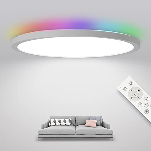 Epochglo Deckenlampe RGB, LED Deckenleuchte Dimmbar mit Fernbedienung, Flach LED Panel 24 W, 2400 lm, Farbtemperatur 3000 K-6000 K, 30 cm Rund, Weiß, für Schlafzimmer, Wohnzimmer Epochglo Deckenlampe RGB, LED Deckenleuchte Dimmbar mit Fernbedienung, Flach LED Panel 24 W, 2400 lm, Farbtemperatur 3000 K-6000 K, 30 cm Rund, Weiß, für Schlafzimmer, Wohnzimmer von Epochglo