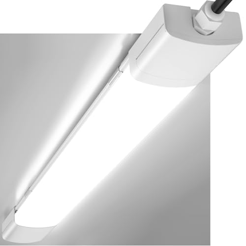 LED Feuchtraumleuchte 60CM, 18W 2000LM IP65 Wasserfest Feuchtraumlampe Wannenleuchte Verknüpfbar Ultraslim Deckenleuchte Flach Leuchtstoffröhre für Keller Garage Werkstatt Bad Büro 4000K, Weiß LED Feuchtraumleuchte 60CM, 18W 2000LM IP65 Wasserfest Feuchtraumlampe Wannenleuchte Verknüpfbar Ultraslim Deckenleuchte Flach Leuchtstoffröhre für Keller Garage Werkstatt Bad Büro 4000K, Weiß von Epochglo